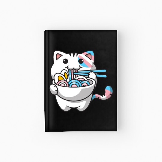 Transgender Pride Kawaii Cat Ramen Noodles Trans F Hardcover Journal