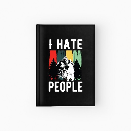 Vintage Camping Costume Of Bear Says I Hate People Hardcover Journal