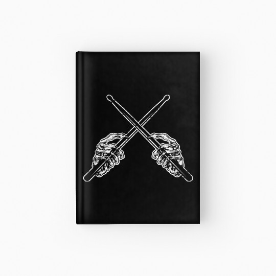 Drummer Drum Sticks Rock & Roll Skeleton Horns Per Hardcover Journal
