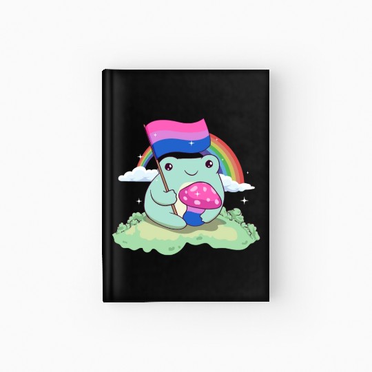 Bisexual Pride Bi Kawaii Frog Mushroom Bisexual Fl Hardcover Journal