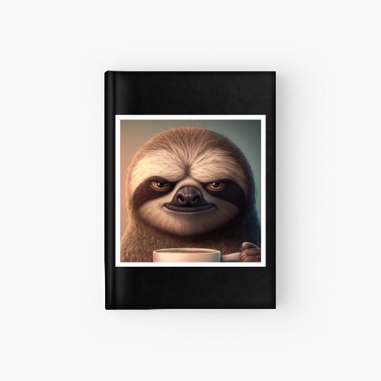 3d Sloth grumpy Coffee I hate people good morning Hardcover Journal