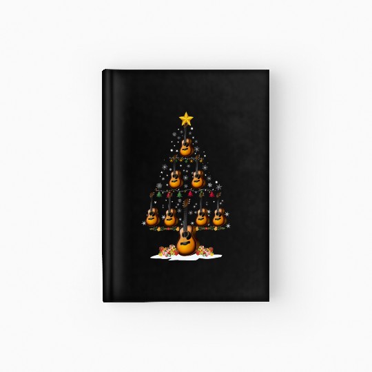 Guitar Christmas Tree Xmas Funny Gift Hardcover Journal