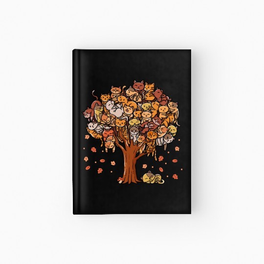 Autumn Tree Kittens Family Of Cats Fall Season Hardcover Journal