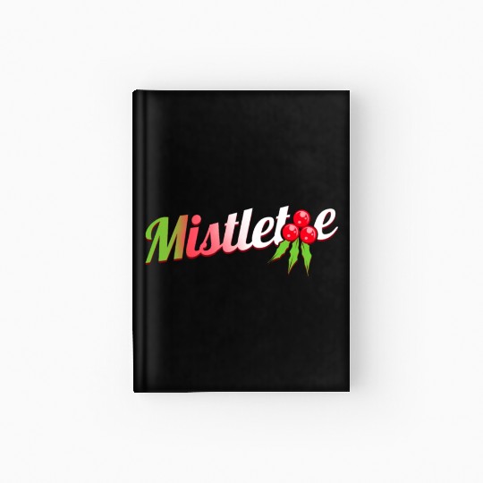 Green Red White Mistletoe Logo For Christmas Hardcover Journal
