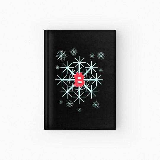Snowflake In Winter On Christmas With Bitcoin Hardcover Journal