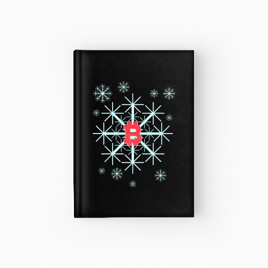 Snowflake In Winter On Christmas With Bitcoin Hardcover Journal