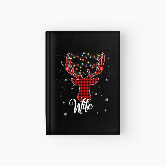 Christmas Pajamas Buffalo Plaid Deer Lights Wife Hardcover Journal