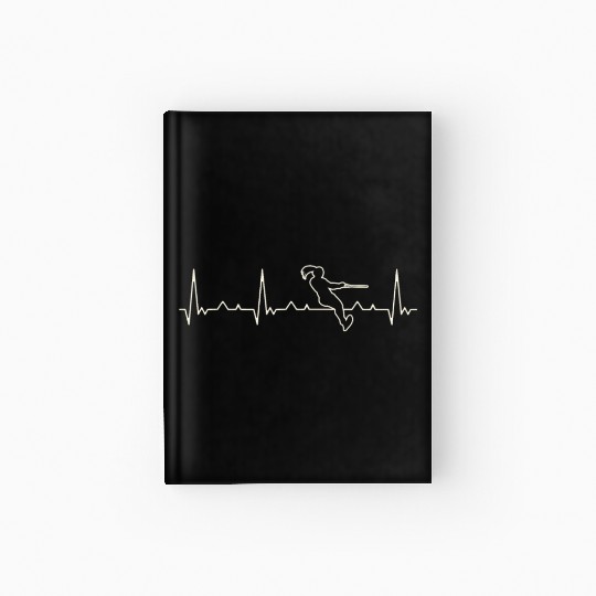 Water Skiing Girl. Heart. Love. EKG. Pulse. Beat. Hardcover Journal