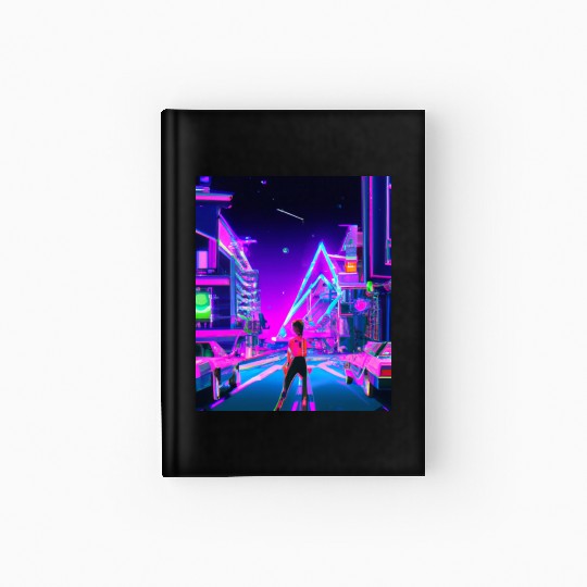 Vaporwave Car Synthwave Girl Hardcover Journal