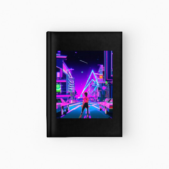 Vaporwave Car Synthwave Girl Hardcover Journal