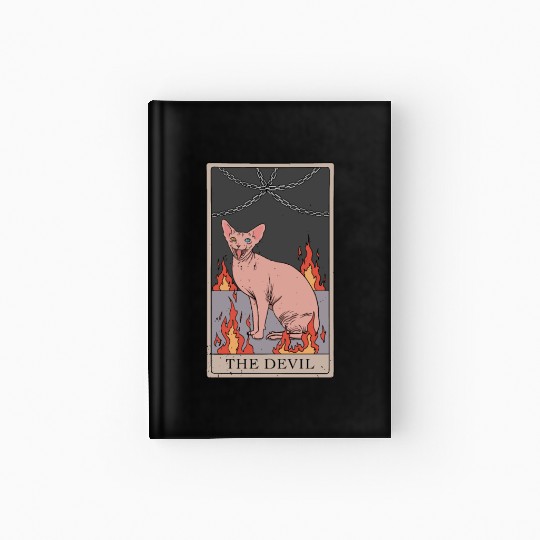 Hairless Cat Devil Tarot Card Design Hardcover Journal