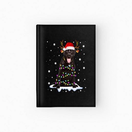 Black Lab Labrador Christmas Tree Light Pajama Dog Hardcover Journal