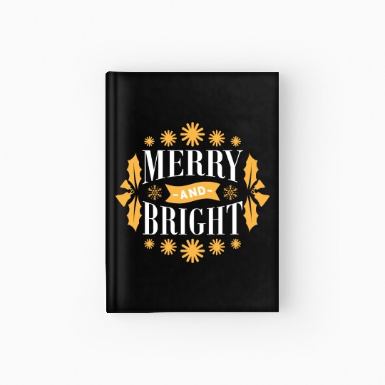 Merry And Bright Snowflakes Mistletoe Xmas Holiday Hardcover Journal