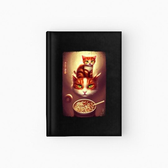 kawaii Japanese cat ramen noodles bowl Hardcover Journal