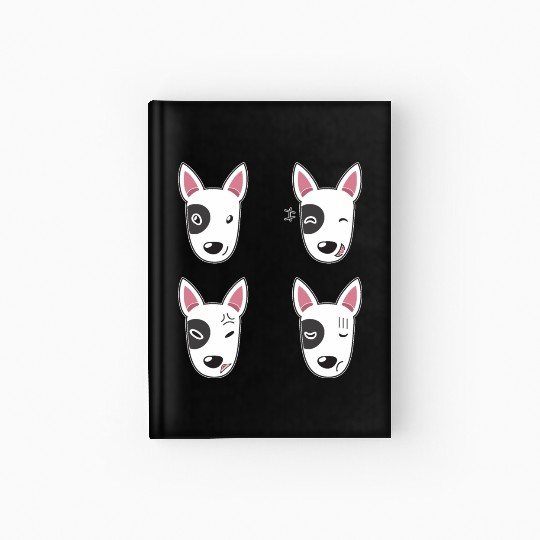 Funny Bull Terrier Dog Cartoon Faces Hardcover Journal