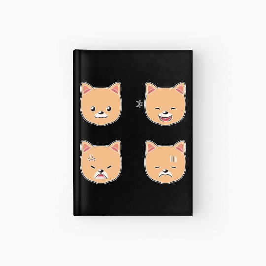 Funny Pomeranian Dog Cartoon Faces Hardcover Journal