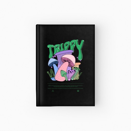 Trippy Magic Mushrooms Psychedelic Hardcover Journal neon