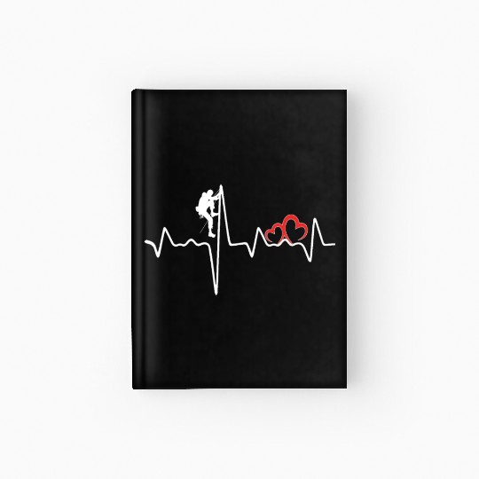 Rock Climbing EKG Heartbeat Love Mountain Climber Hardcover Journal