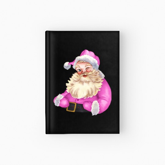 Retro Pink Santa Claus-Retro Pink Santa Claus Wate Hardcover Journal