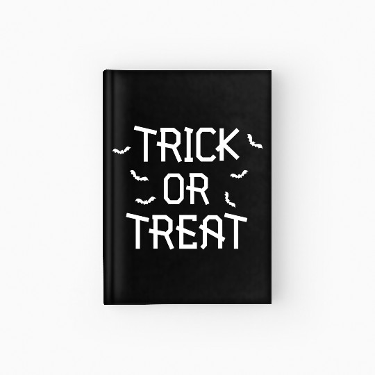 Trick or treat Halloween bat design Hardcover Journal
