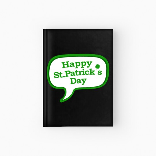 Happy St Patricks Day Symbol Motif Pattern Hardcover Journal
