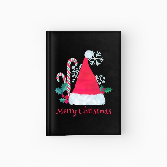 Santa Hat and Candy Canes for Christmas Hardcover Journal
