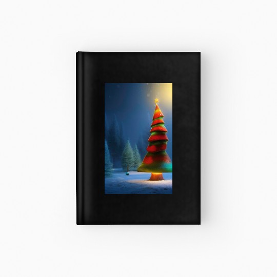 Mushroom green and red Christmas tree Hardcover Journal