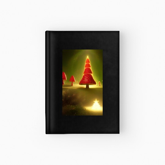 Mushroom Shining Christmas tree Hardcover Journal