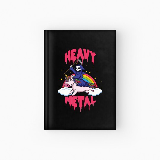 Grim Unicorn Rainbow Metal Music Heavy Rock Hardcover Journal