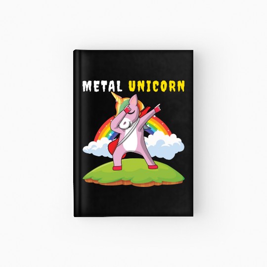 Dabbing Unicorn Rainbow Metal Music Heavy Rock Hardcover Journal