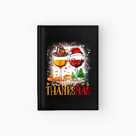 Merry Thanksmas Santa Hat Thanksgiving Christmas Hardcover Journal
