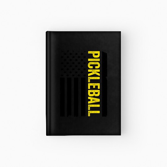 American Flag US 4th Of July Pickleball Funny Hardcover Journal