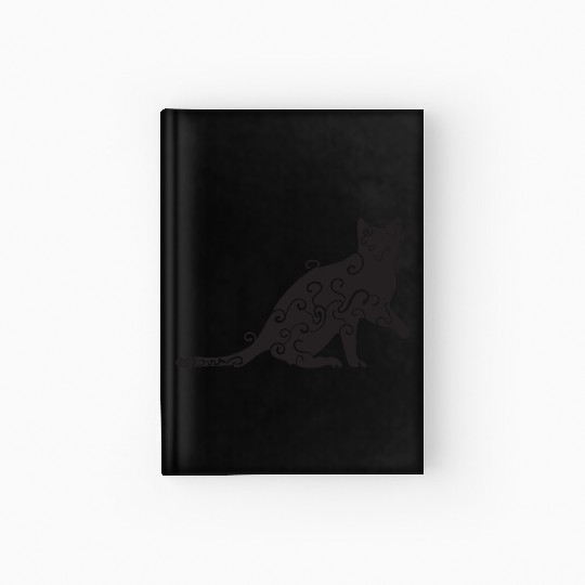 Black magic Cat desk mat , black cat holding on Hardcover Journal