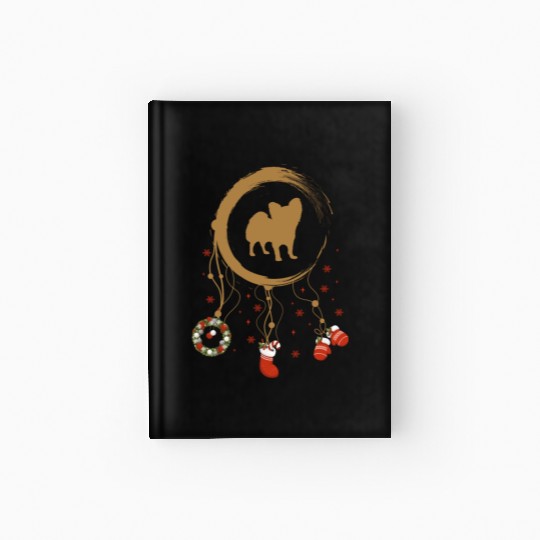 dog dreamcatcher Christmas Papillon Hardcover Journal