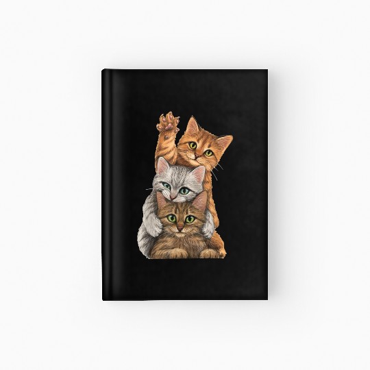cute little Cats playing Wall lovers kitty kittens Hardcover Journal