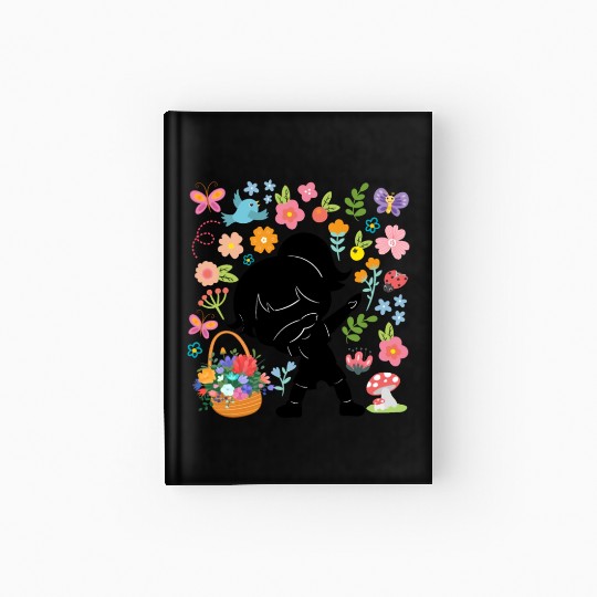 Silhouette Dabbing Girl Hippie Bouquet Spring Hardcover Journal