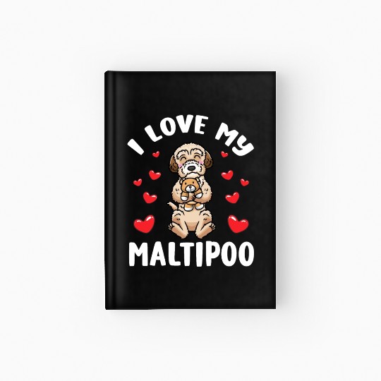 Maltipoo Dog With Stuffed Animal Hardcover Journal