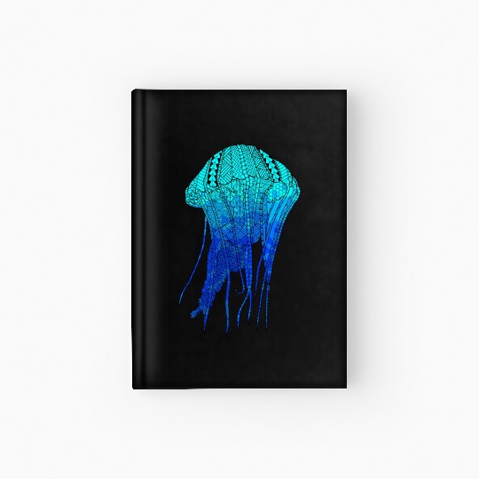 Cool Ocean Blue Tribal Jellyfish Hardcover Journal