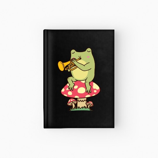 Frog On Mushroom Trumpeter Trumpet Player Hardcover Journal