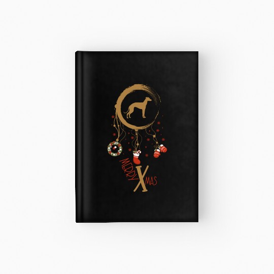 dog dreamcatcher Christmas Whippet Hardcover Journal
