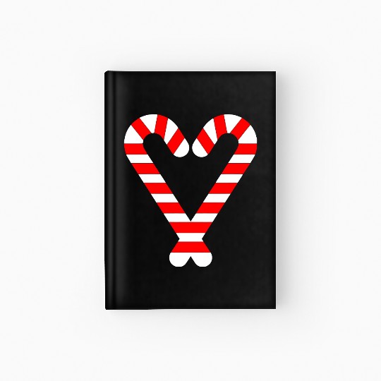 Candy Canes Heart Hearts Christmas Winter Hardcover Journal