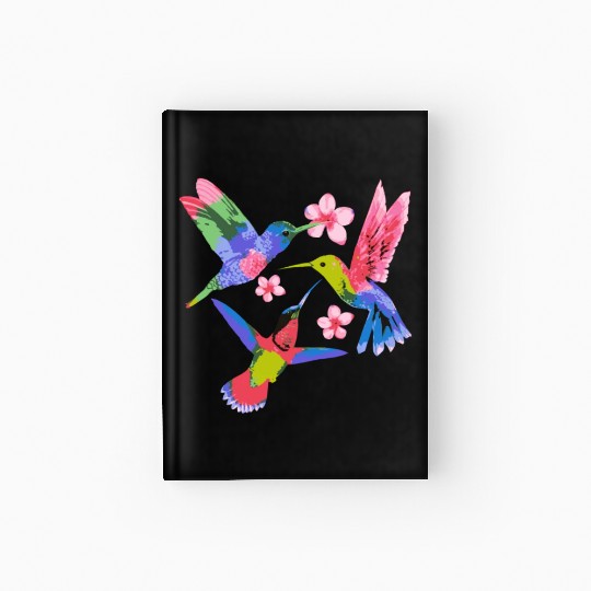 Rainbow Hummingbird Watercolor Colorful Bird Lover Hardcover Journal