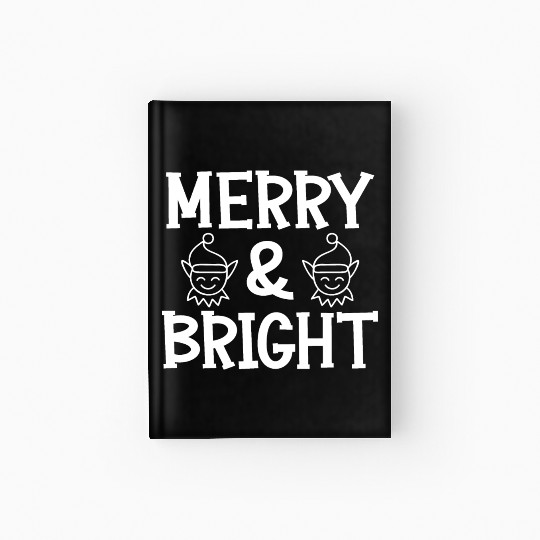 Merry and bright Christmas holiday festive seasons Hardcover Journal