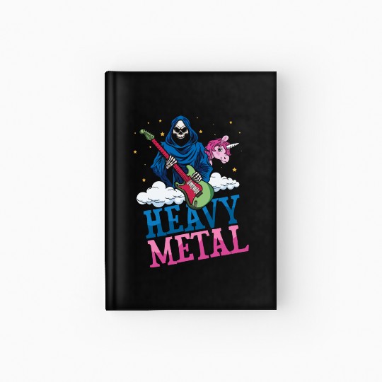 Grim Bone Unicorn Rainbow Metal Music Heavy Rock Hardcover Journal
