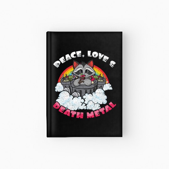 Racoon Love Peace Metal Music Heavy Rock Hardcover Journal