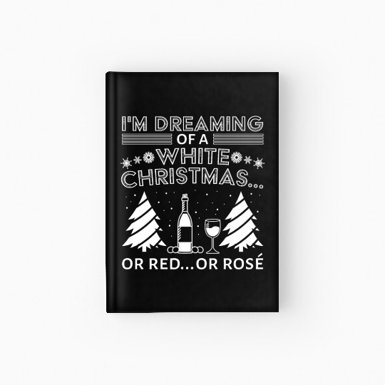 White Christmas Wine Merry Christmas Wine Glass Hardcover Journal
