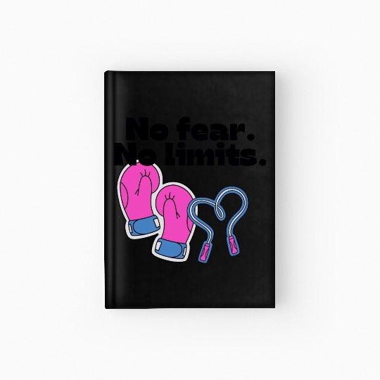 pink boxing gloves - No Fear No limits Hardcover Journal