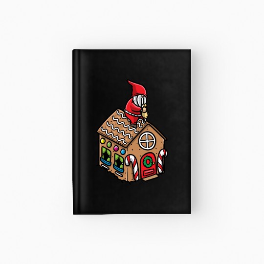 Christmas Gnome Gingerbread House Candy Cane Hardcover Journal