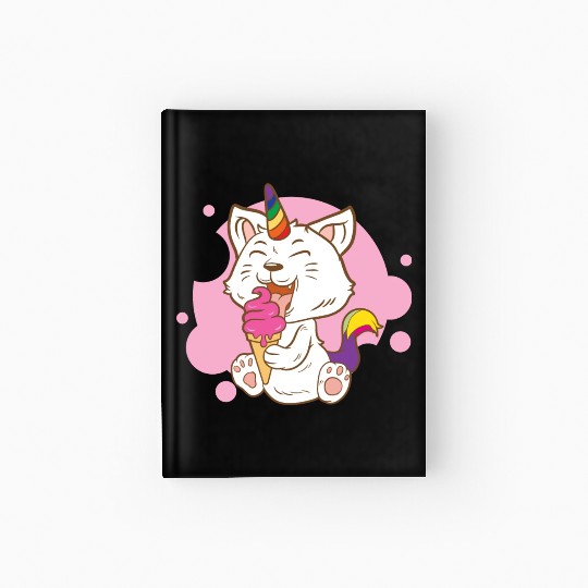 Cat Eating Ice Cream Rainbow Cat Lady Gift Idea Hardcover Journal