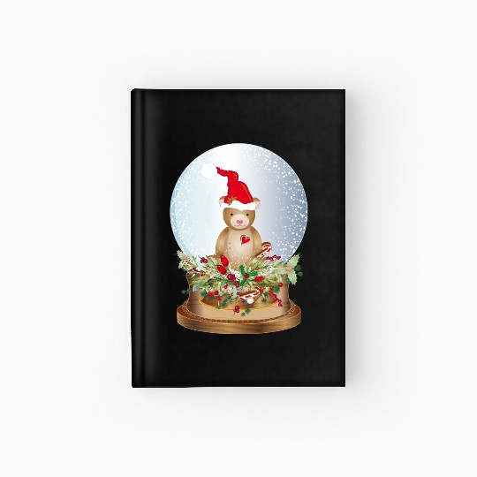 beautiful nostalgic snow globe with teddy bear Hardcover Journal